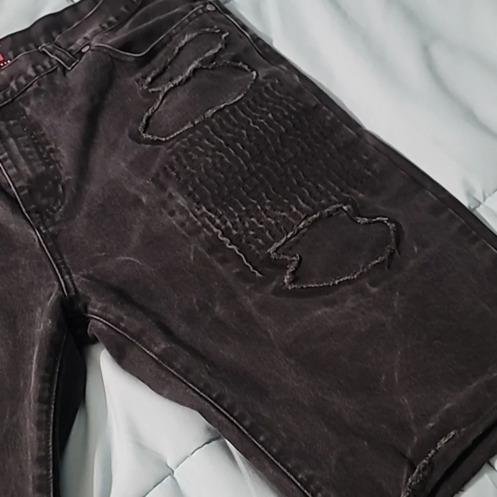 GRINDHOUSE Distressed Black Denim Cutt-off‎ Shorts Men's 38 Excellent Condition